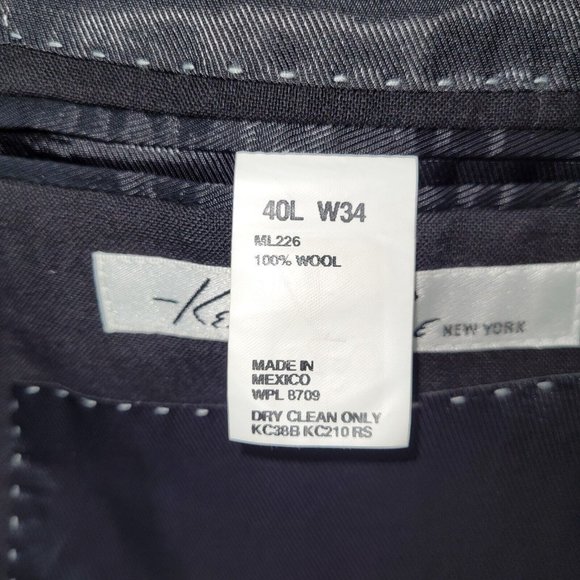 Kenneth Cole Mens Black Wool Blazer Size 40L Two Button Double Vent Back - Picture 9 of 16